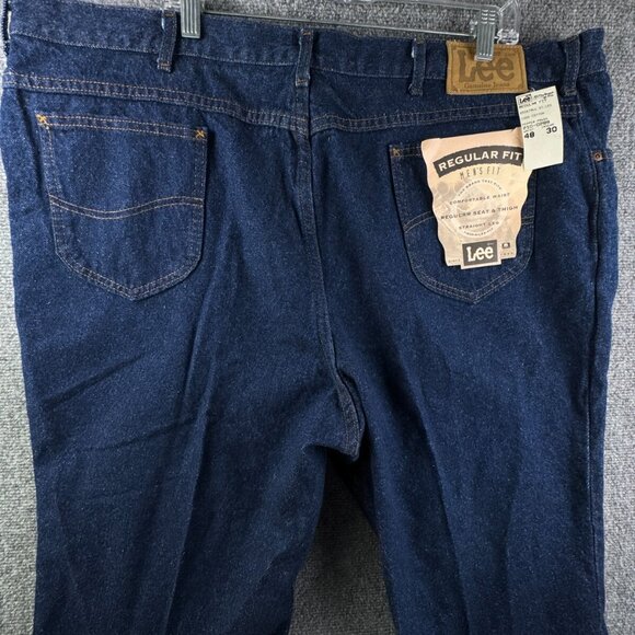 VTG NOS 80s Lee Denim Jeans Big Tall 48x30 Cotton USA Made UGWA W/ Flasher - Picture 13 of 16